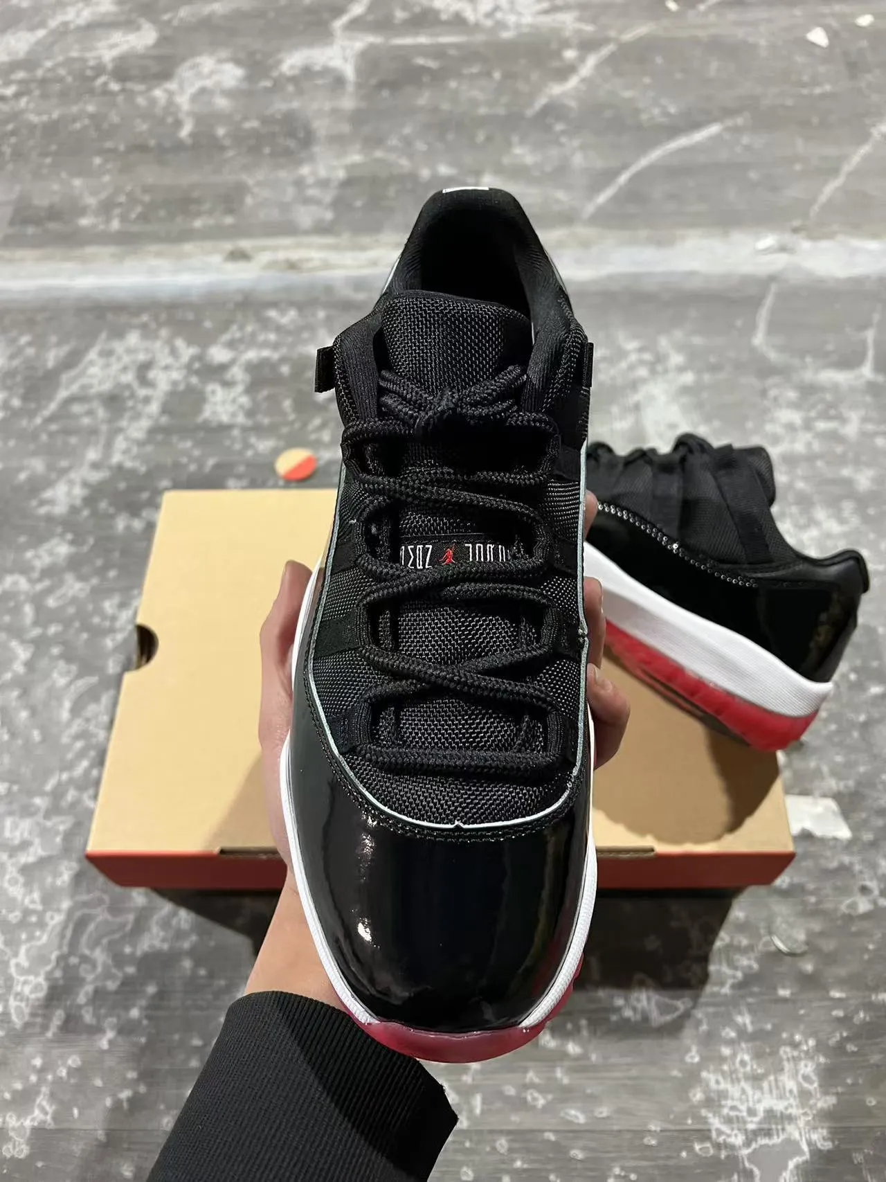 Air Jordan 11 Black White Red Basketball Shoes 9
