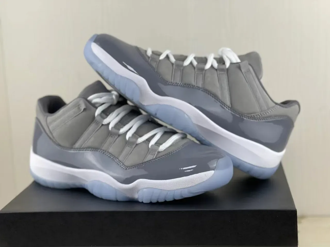 Air Jordan 11 Gray Patent Leather Basketball Shoes 7