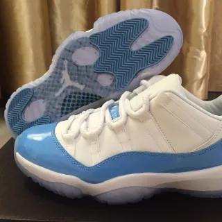 Air Jordan 11 White and Light Blue Patent Leather Basketball Shoes