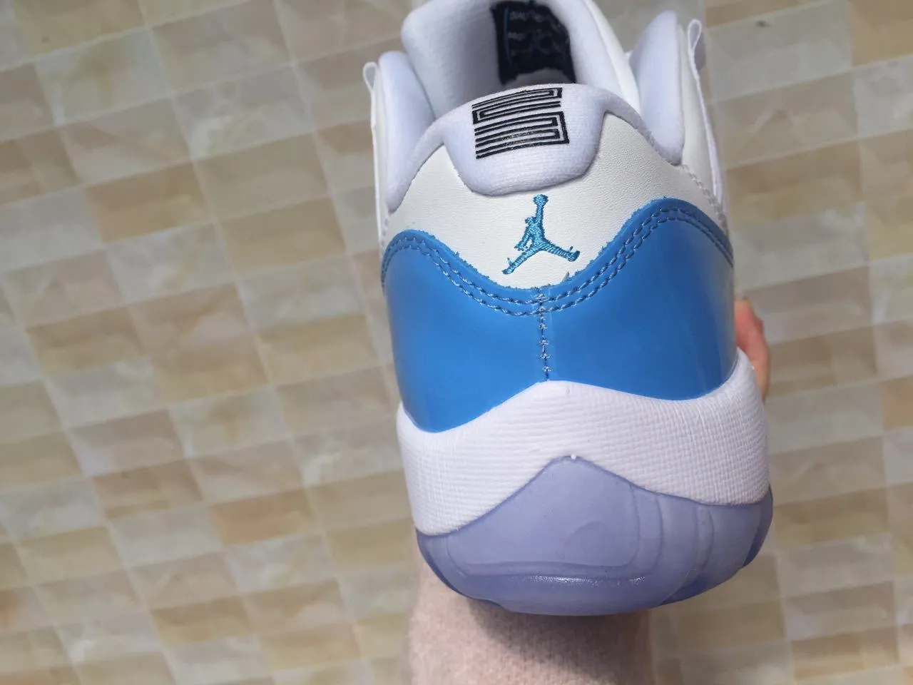 Air Jordan 11 White and Light Blue Patent Leather Basketball Shoes 5