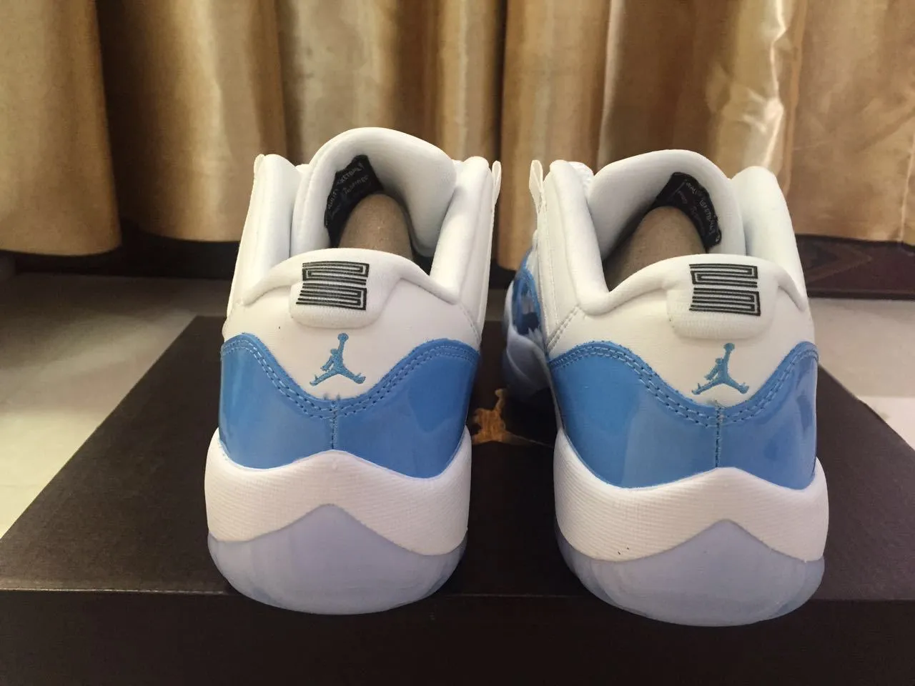 Air Jordan 11 White and Light Blue Patent Leather Basketball Shoes 7