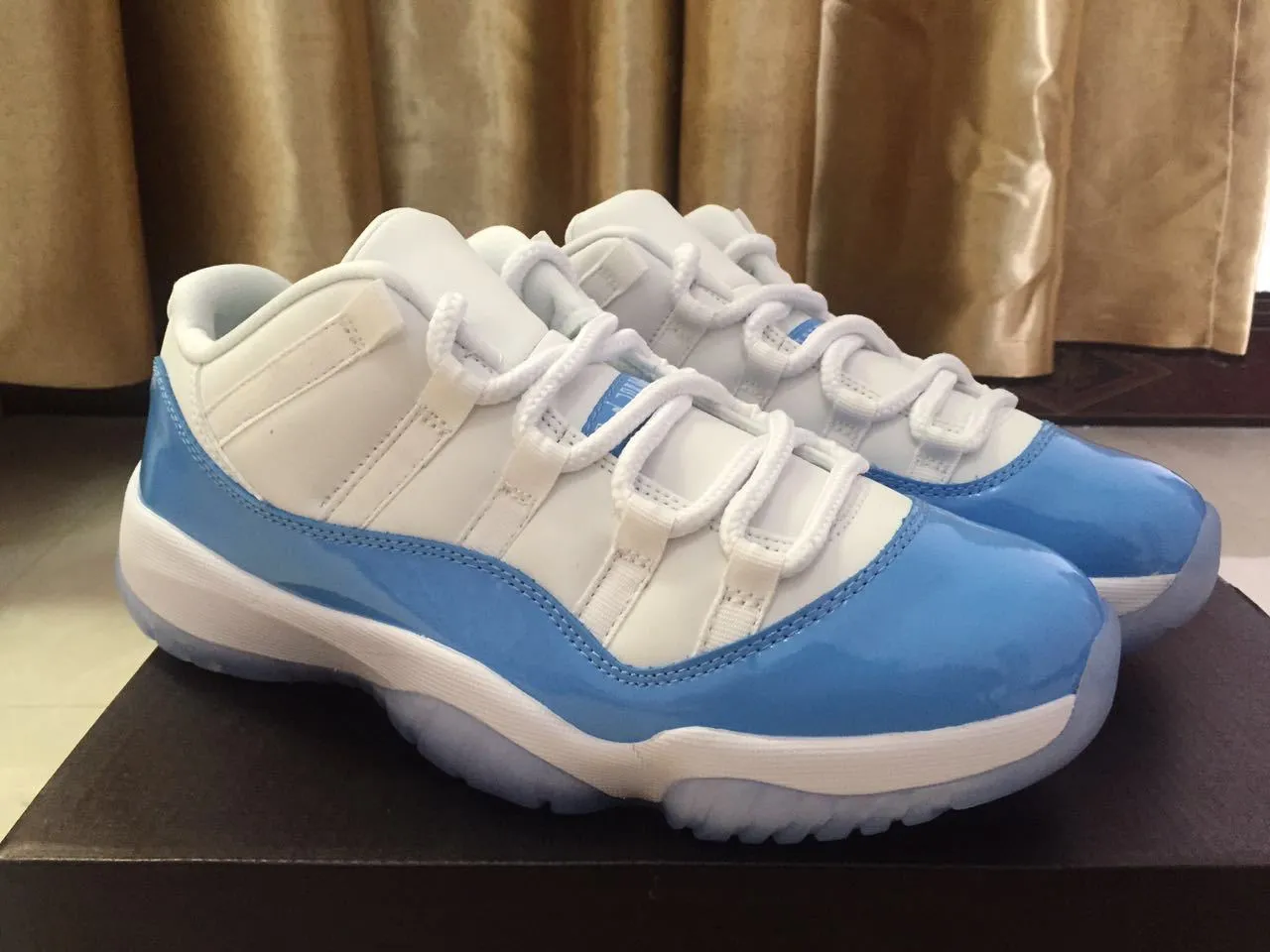 Air Jordan 11 White and Light Blue Patent Leather Basketball Shoes 8