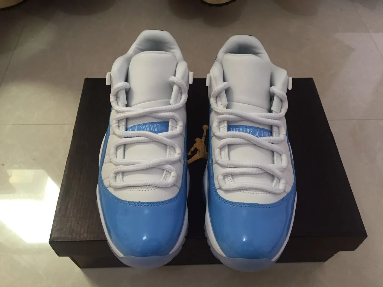 Air Jordan 11 White and Light Blue Patent Leather Basketball Shoes 10