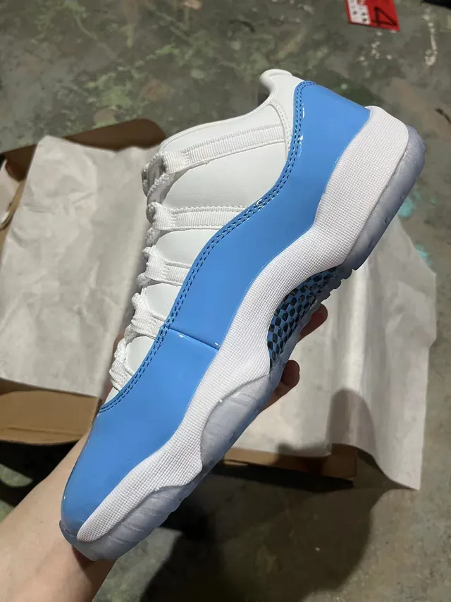 Air Jordan 11 White Light Blue Patent Leather Basketball Shoes 3