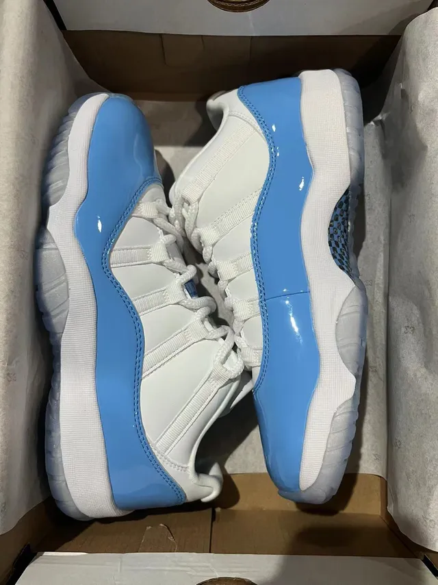 Air Jordan 11 White Light Blue Patent Leather Basketball Shoes 7
