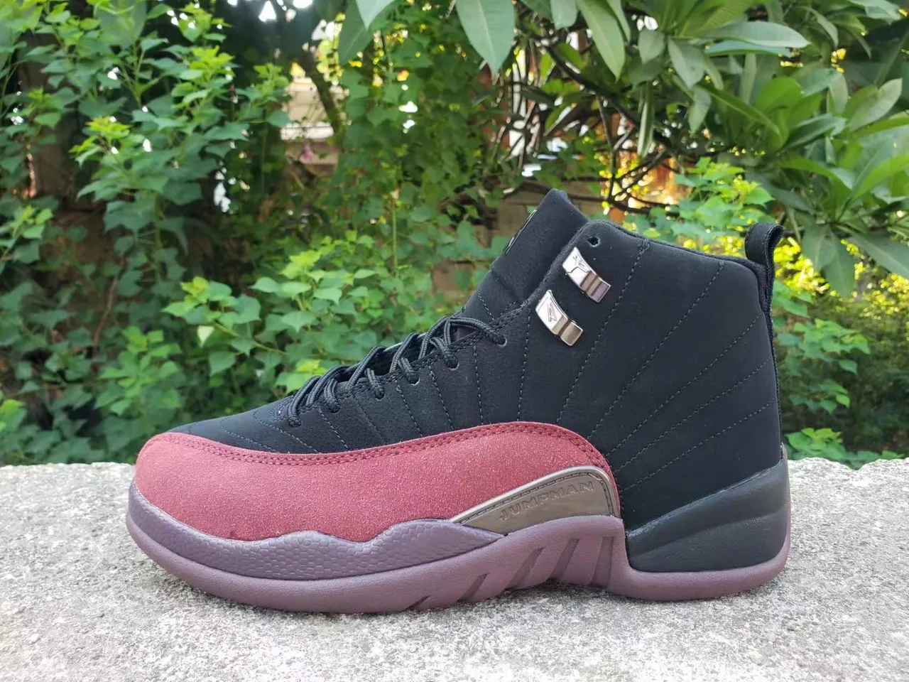 Air Jordan 12 Black Maroon High-Top Basketball Shoes 2