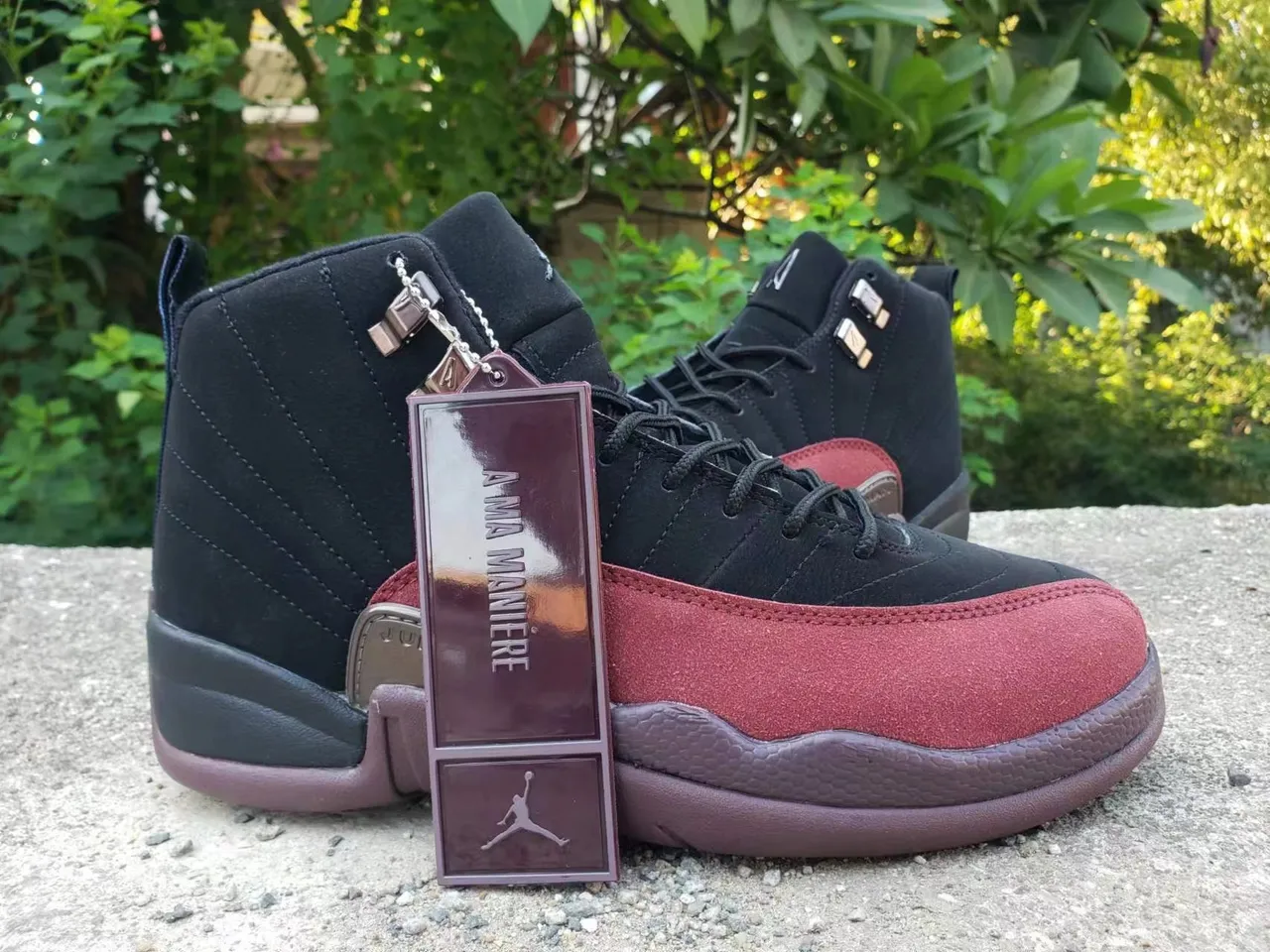 Air Jordan 12 Black Maroon High-Top Basketball Shoes 3