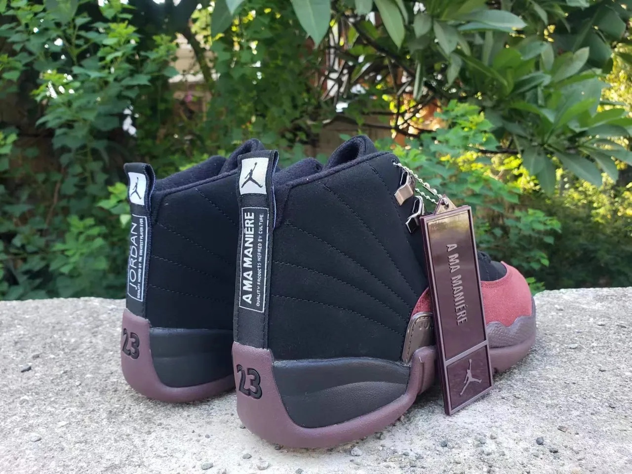 Air Jordan 12 Black Maroon High-Top Basketball Shoes 4