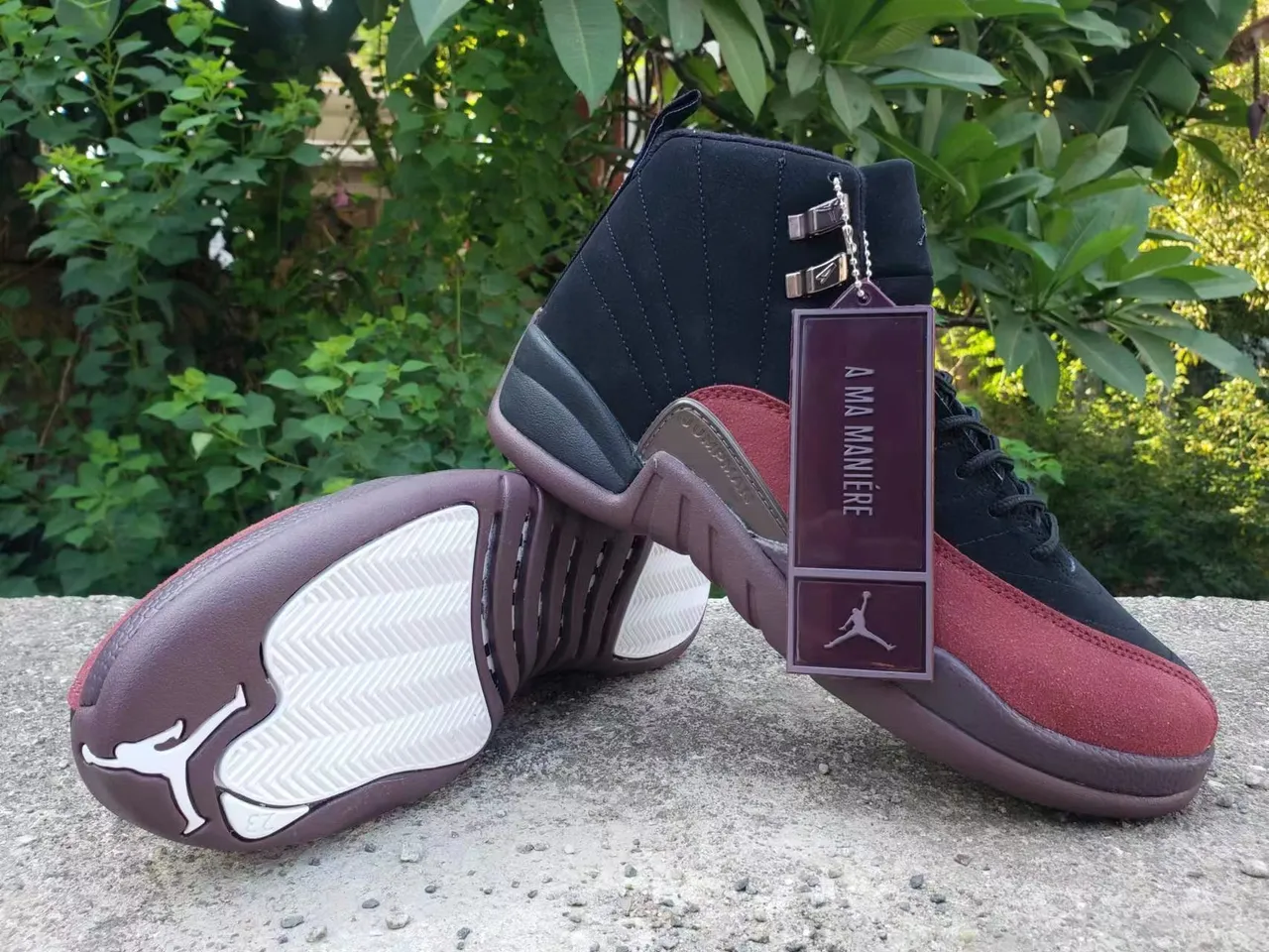 Air Jordan 12 Black Maroon High-Top Basketball Shoes 5