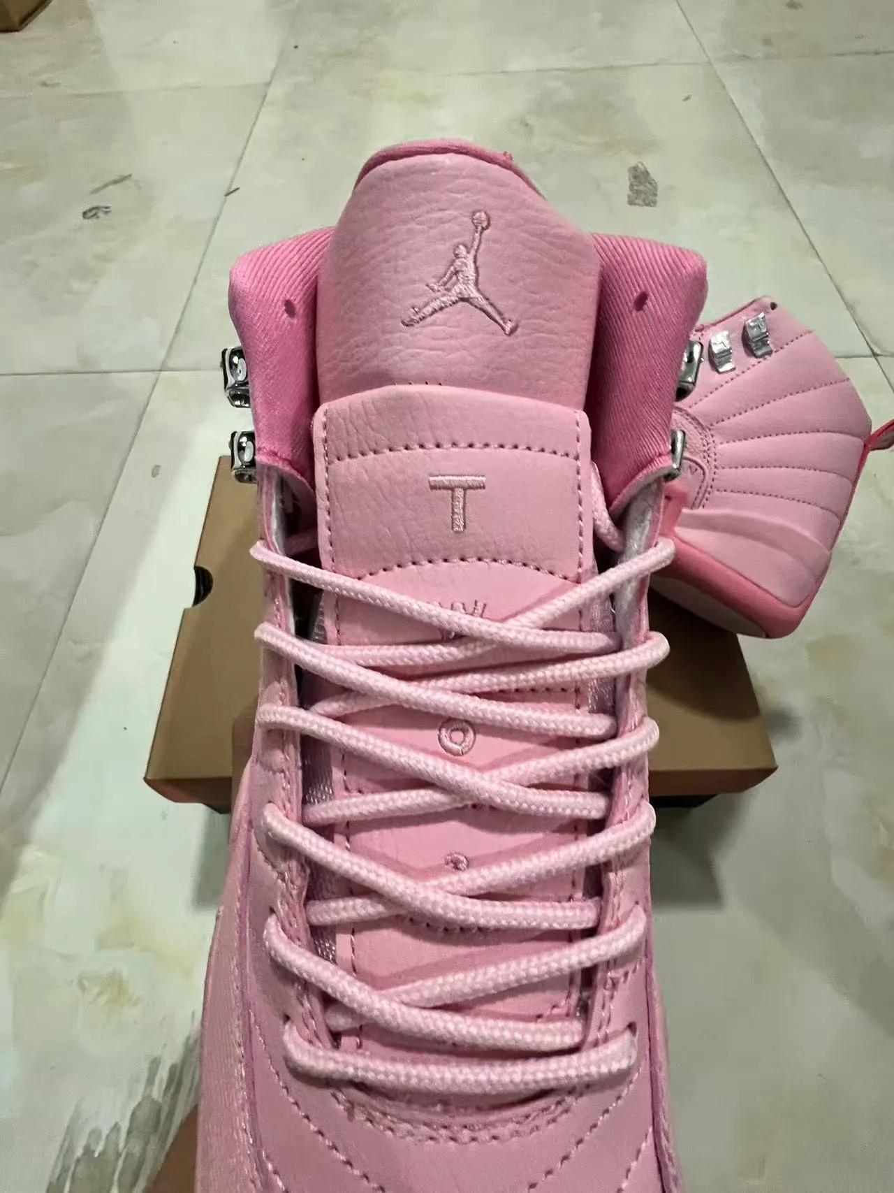 Air Jordan 12 Monochromatic Pink High-Top Basketball Shoes 4