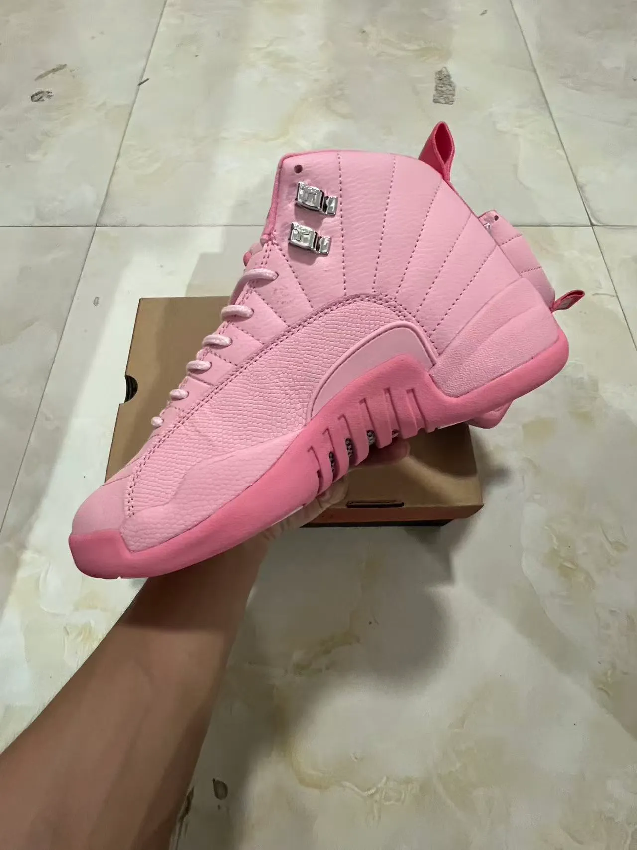 Air Jordan 12 Monochromatic Pink High-Top Basketball Shoes 5