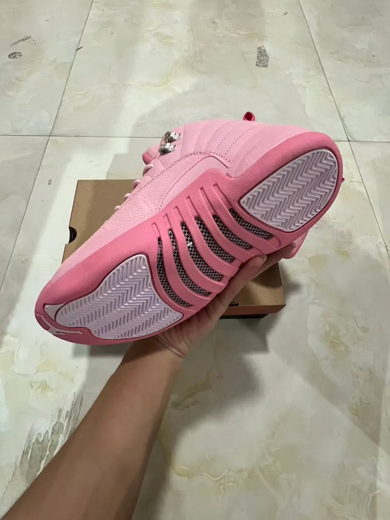 Air Jordan 12 Monochromatic Pink High-Top Basketball Shoes 6