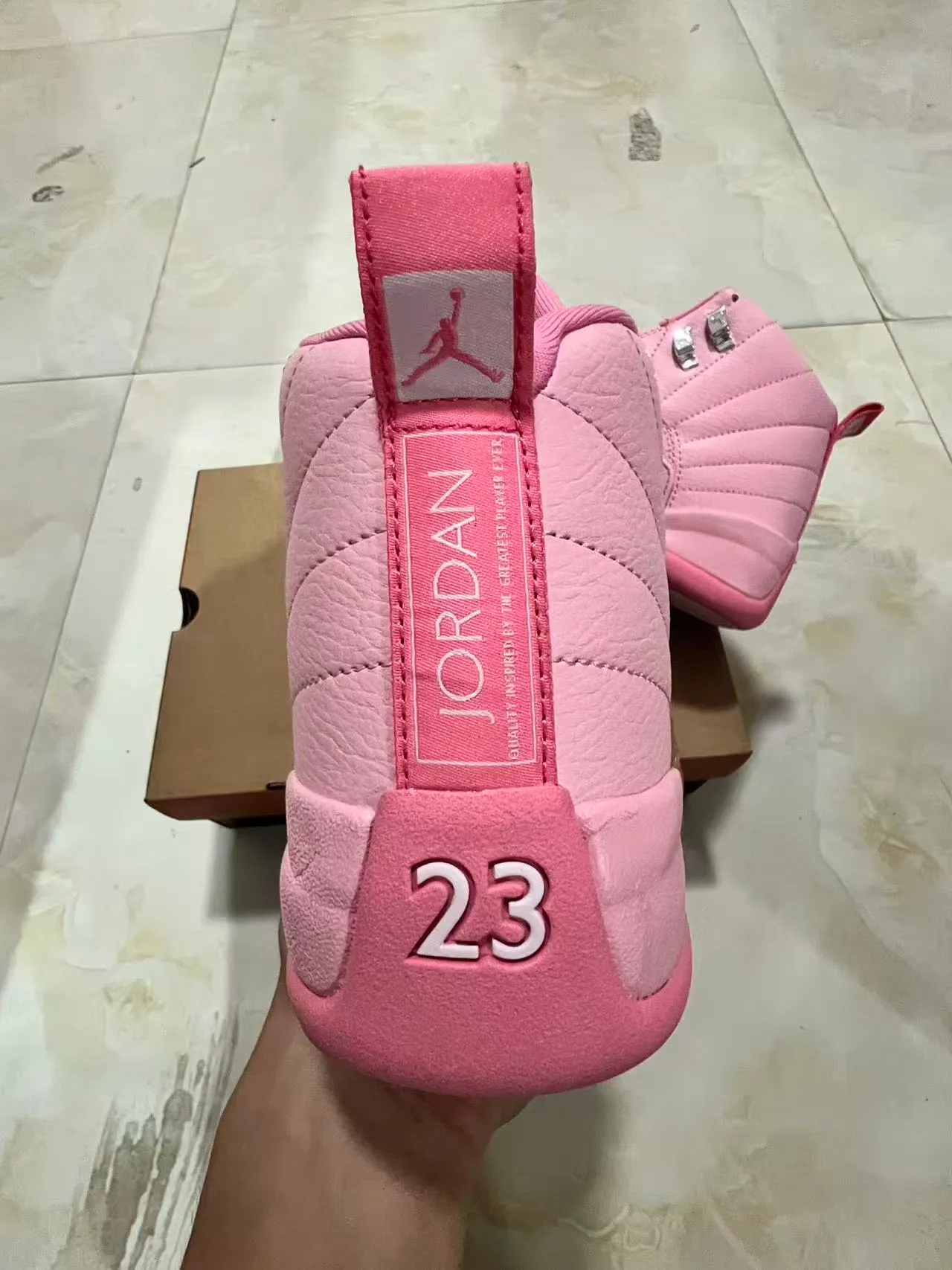 Air Jordan 12 Monochromatic Pink High-Top Basketball Shoes 8