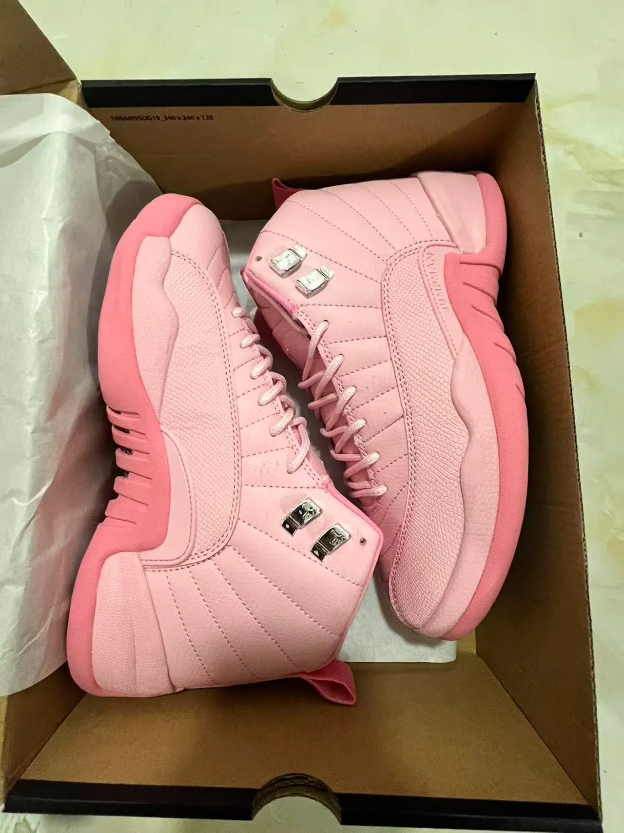 Air Jordan 12 Monochromatic Pink High-Top Basketball Shoes 9