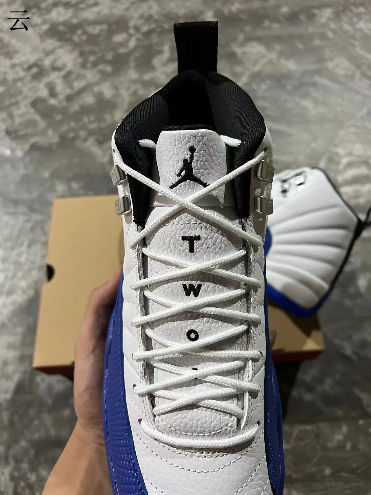 Air Jordan 12 White Royal Blue Basketball Shoes 4