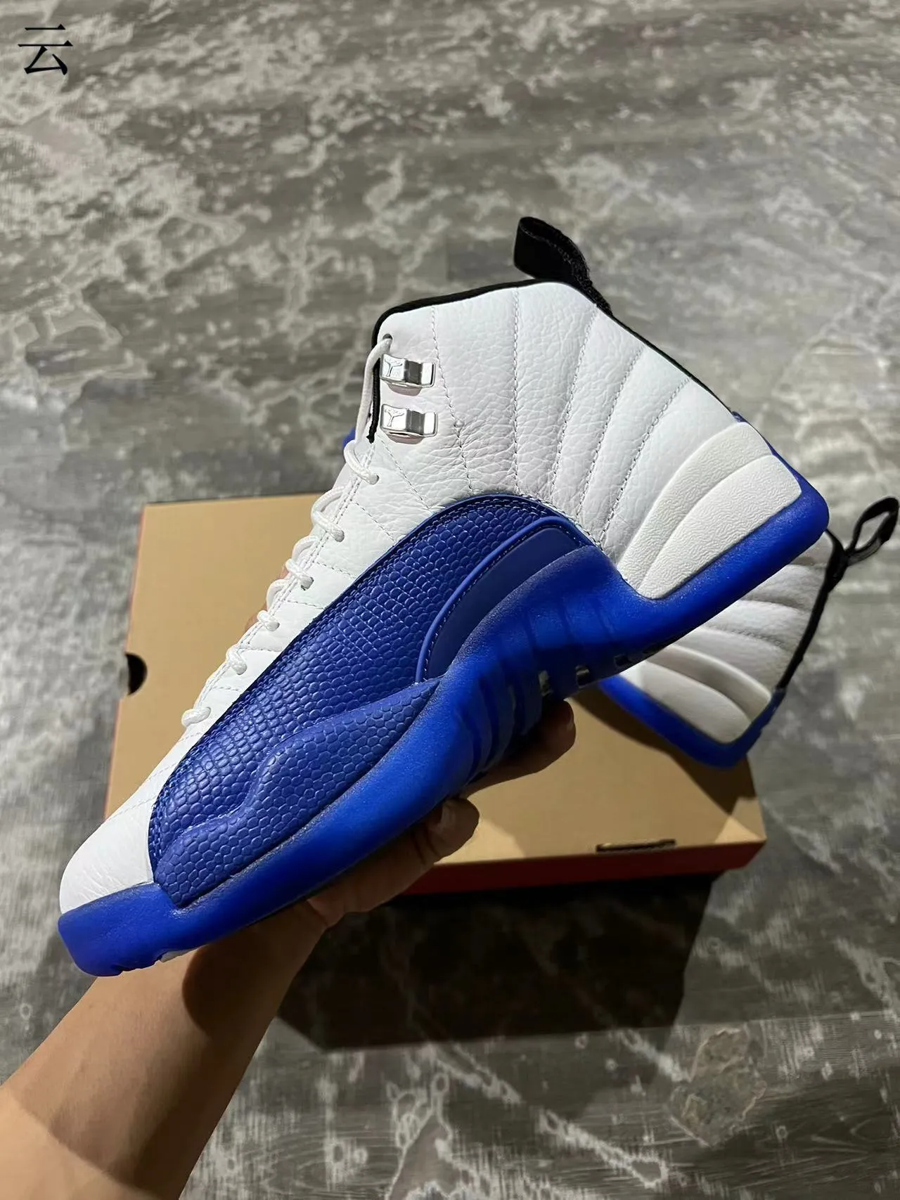 Air Jordan 12 White Royal Blue Basketball Shoes 5