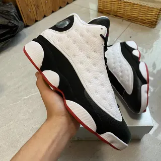 Air Jordan 13 Black White Red Quilted Leather Basketball Shoes
