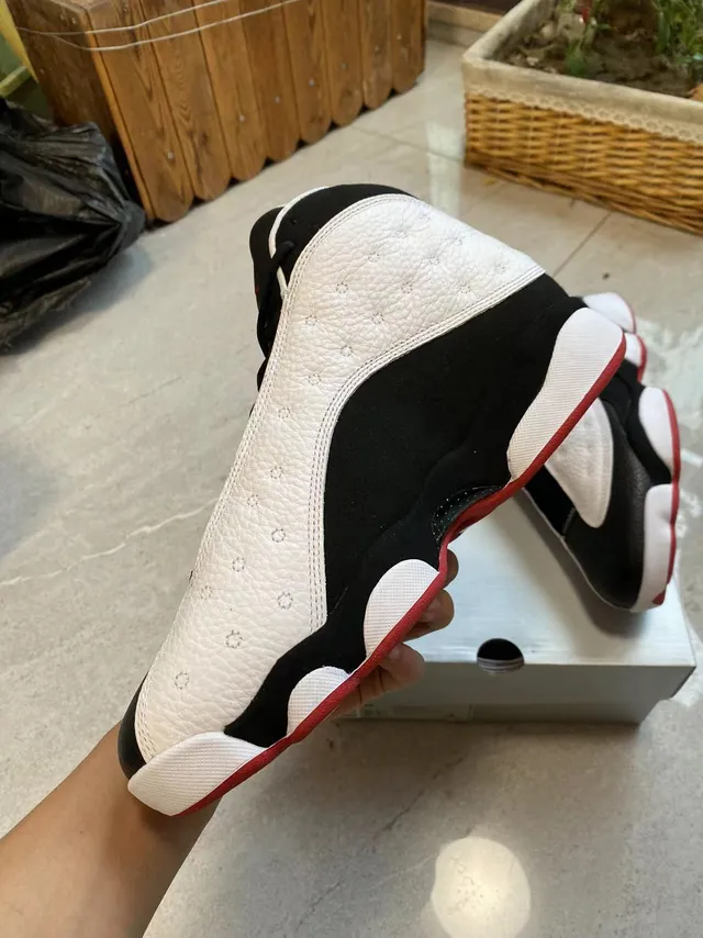Air Jordan 13 Black White Red Quilted Leather Basketball Shoes 4