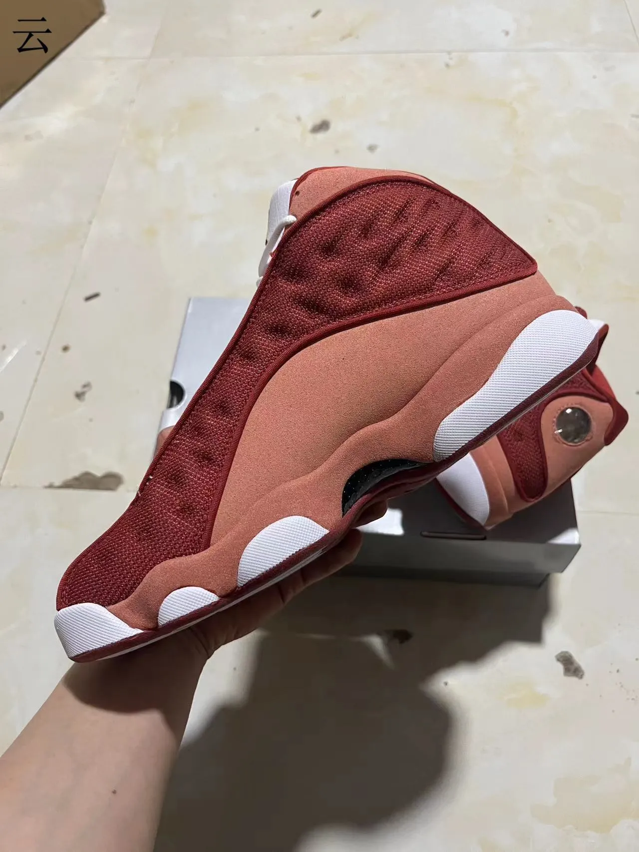 Air Jordan 13 Red and Dusty Rose High-Top Basketball Shoes 4