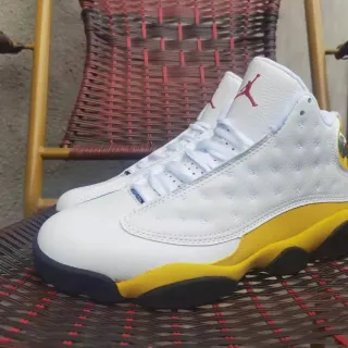 Air Jordan 13 Branco Amarelo Preto Tênis de Basquete