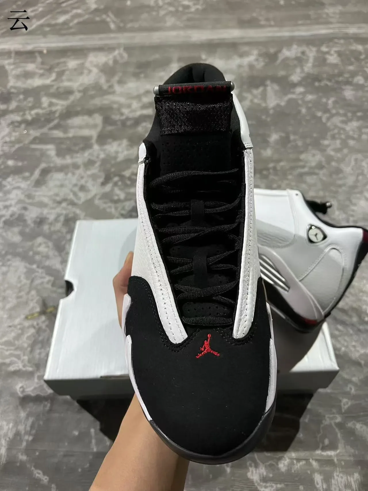 Air Jordan 14 Blanc Noir Rouge Chaussures de Basketball 3