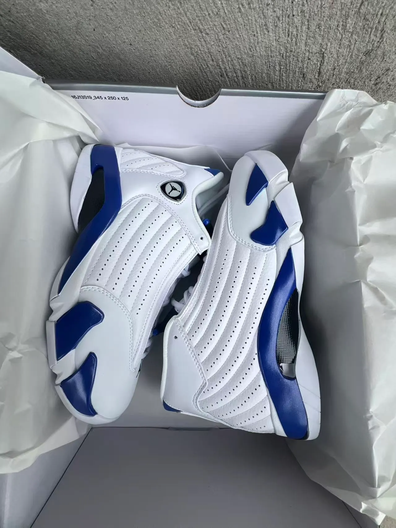 Air Jordan 14 White Royal Blue Basketball Shoes 9