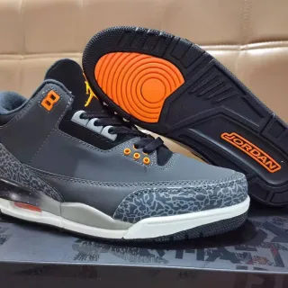 Air Jordan 3 Dark Gray Orange Elephant Print Basketball Shoes