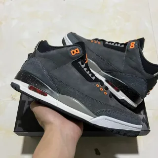 Air Jordan 3 Dark Gray Orange Elephant Print Basketball Shoes