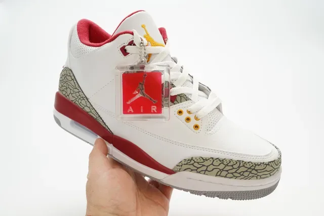 Air Jordan 3 Tênis de Basquete Branco Cemento Vermelho 3
