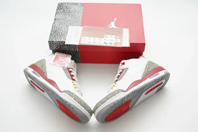 Air Jordan 3 Tênis de Basquete Branco Cemento Vermelho 4
