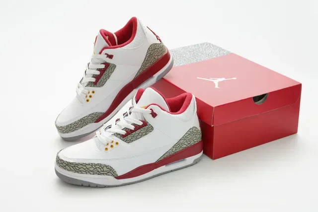 Air Jordan 3 Tênis de Basquete Branco Cemento Vermelho 5