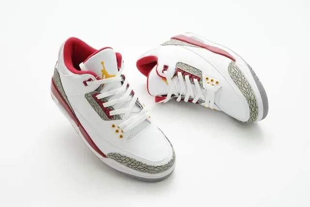 Air Jordan 3 Tênis de Basquete Branco Cemento Vermelho 6