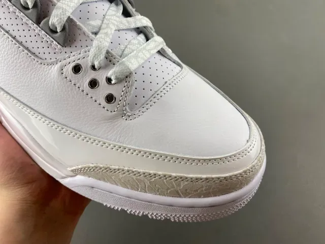 Air Jordan 3 Chaussures de Basketball avec Impression d'Éléphant Blanc 2