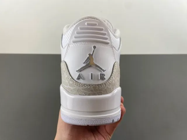 Air Jordan 3 Chaussures de Basketball avec Impression d'Éléphant Blanc 4