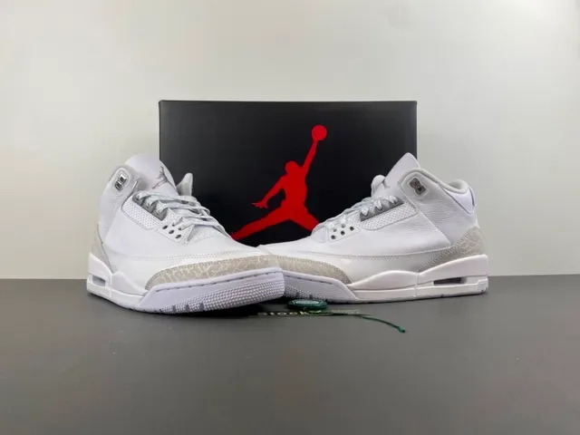 Air Jordan 3 Chaussures de Basketball avec Impression d'Éléphant Blanc 13
