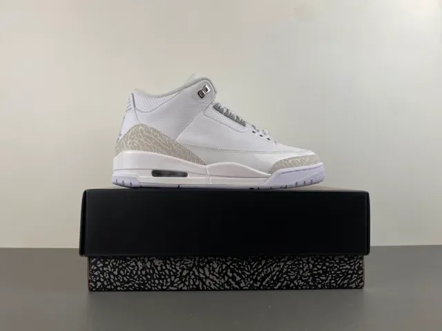 Air Jordan 3 Chaussures de Basketball avec Impression d'Éléphant Blanc 15