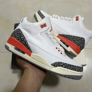 Air Jordan 3 White Orange Elephant Print Basketball Shoes