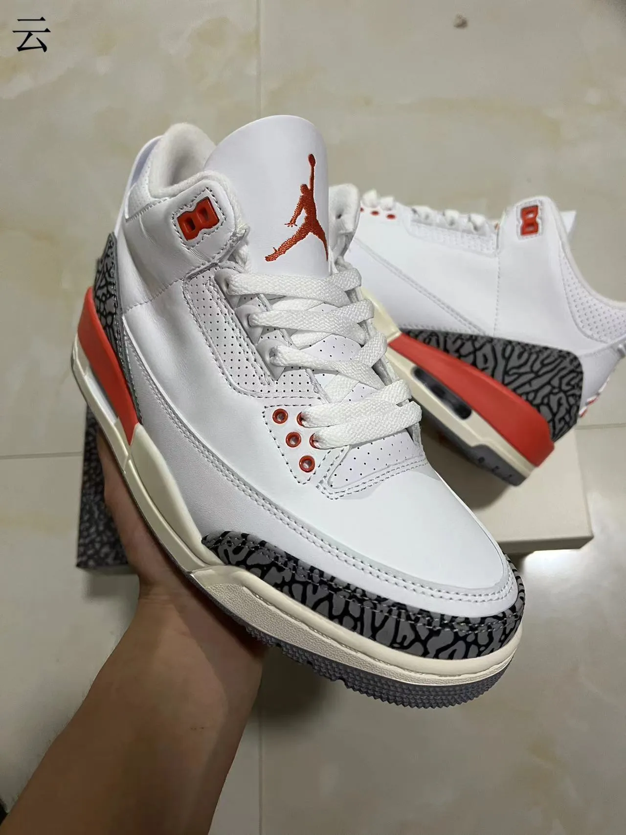 Air Jordan 3 White Orange Elephant Print Basketball Shoes 2