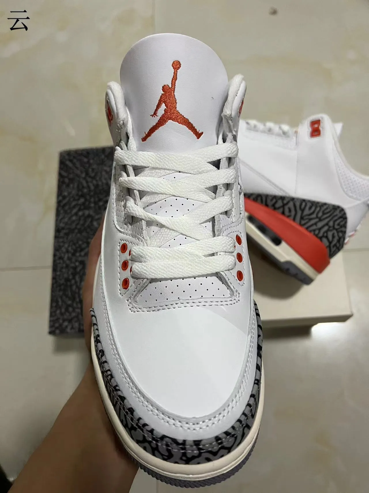 Air Jordan 3 White Orange Elephant Print Basketball Shoes 3