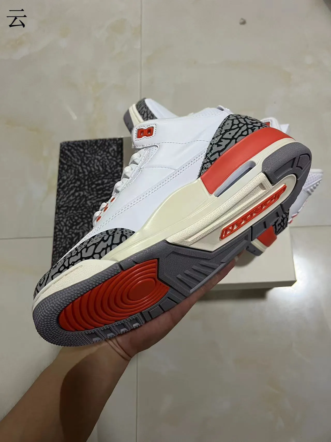 Air Jordan 3 White Orange Elephant Print Basketball Shoes 6