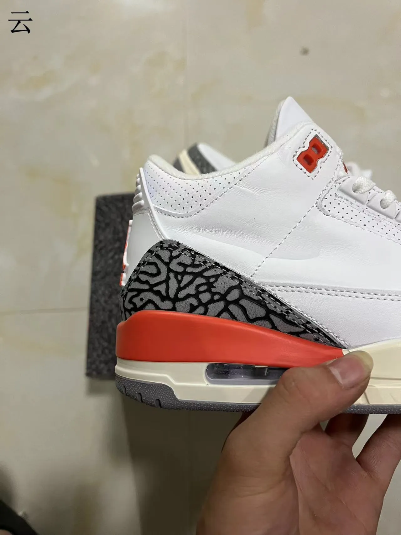 Air Jordan 3 White Orange Elephant Print Basketball Shoes 7