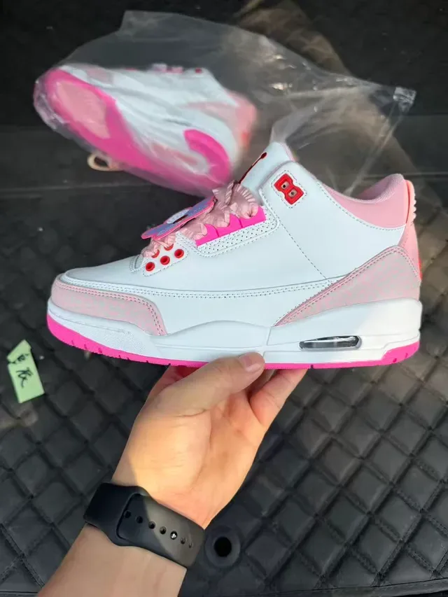 Air Jordan 3 White Pink Elephant Print Basketball Shoes 2
