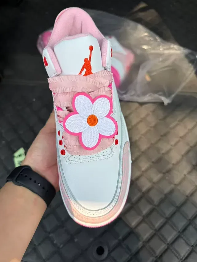 Air Jordan 3 White Pink Elephant Print Basketball Shoes 4