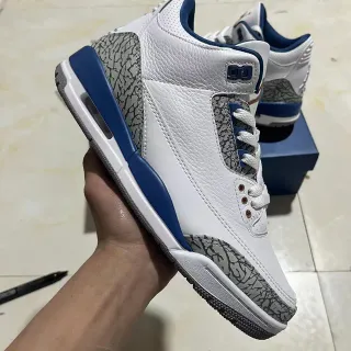 Air Jordan 3 White Royal Blue Elephant Print Basketball Shoes