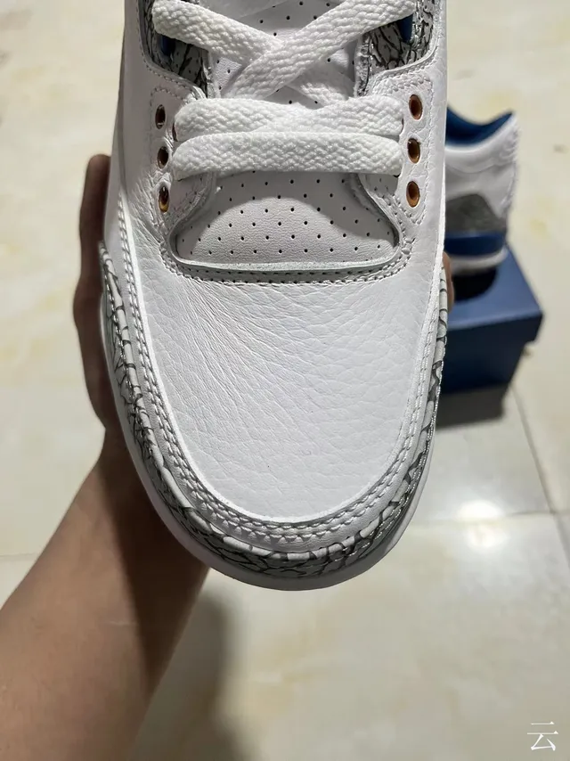 Chaussures de basketball Air Jordan 3 blanc et bleu royal à motif éléphant 3