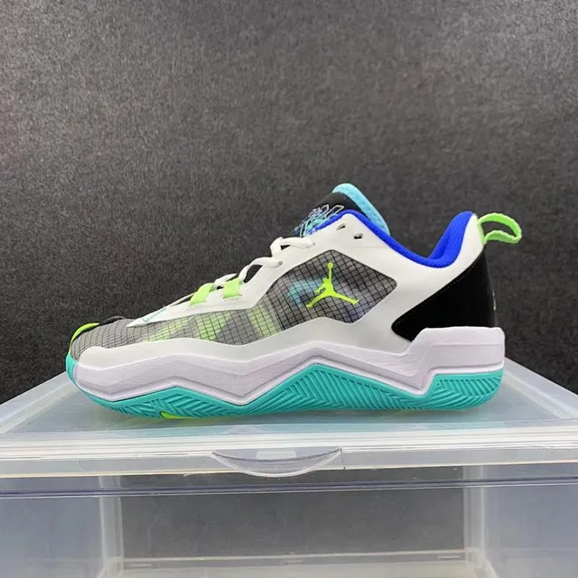 Air Jordan 37 সাদা ধূসর নীল নিয়ন সবুজ বাস্কেটবল জুতো 2