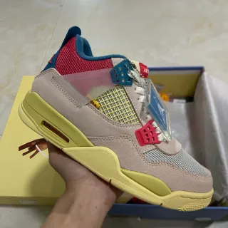 Air Jordan 4 Beige Yellow Red Blue Basketball Shoes