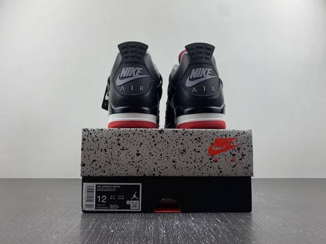 Air Jordan 4 Black Cement Red Basketball Shoes 14