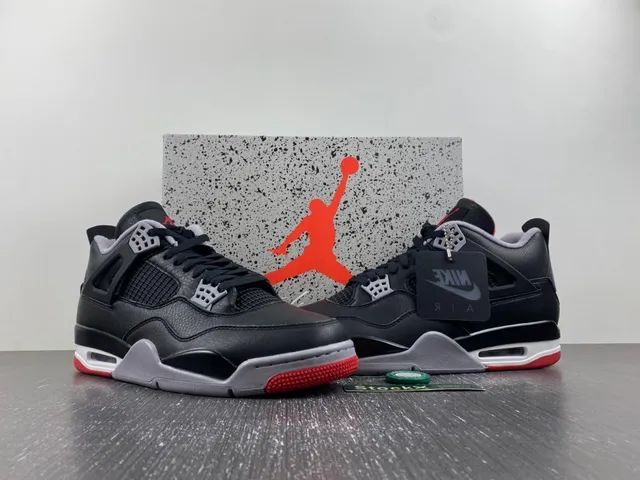 Air Jordan 4 Black Cement Red Basketball Shoes 15