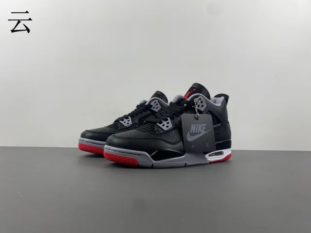 Air Jordan 4 Black Gray Red Basketball Shoes 2